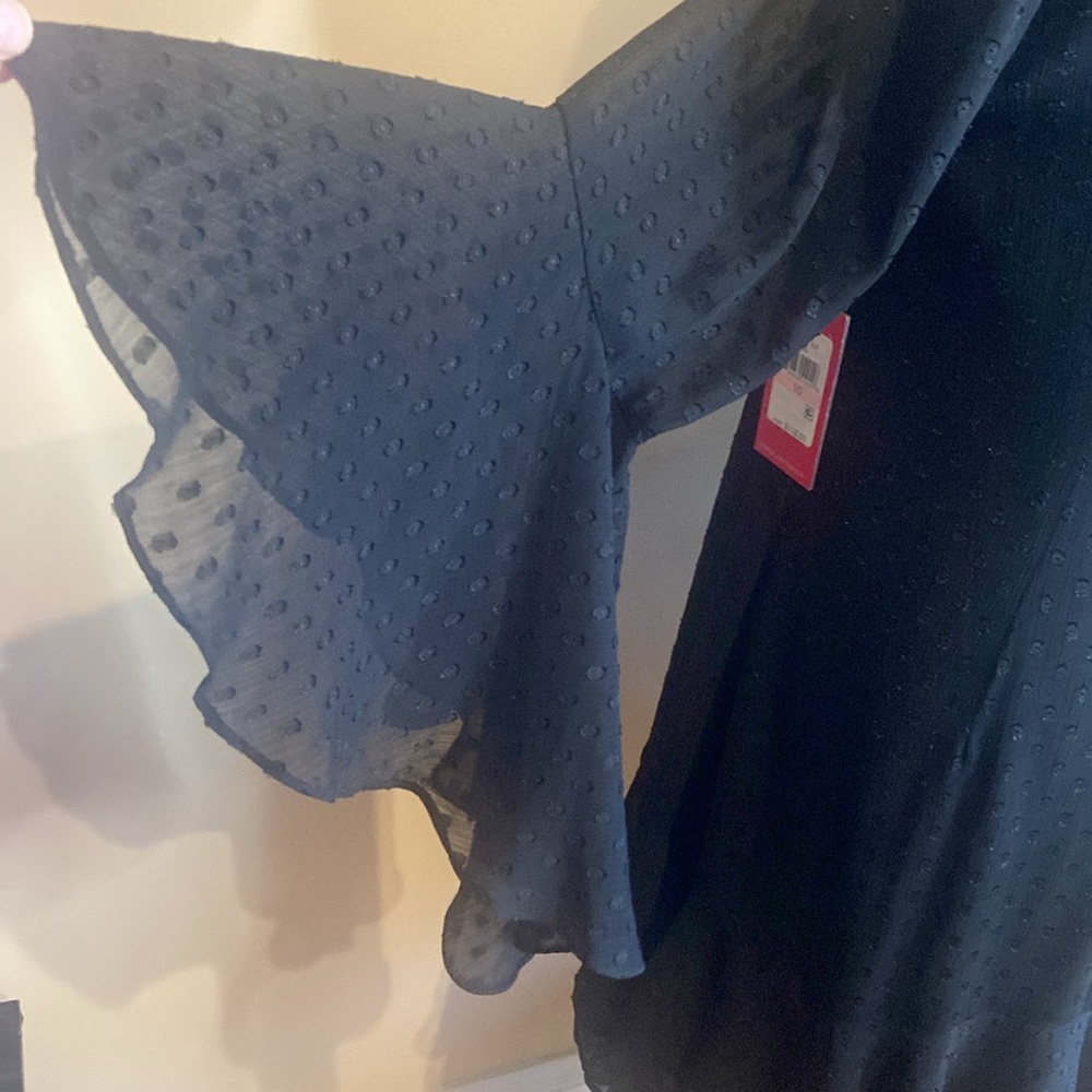 VINCE CAMUTO Black Clip Dot Chiffon NWT Size 16 Dress - Picture 7 of 14